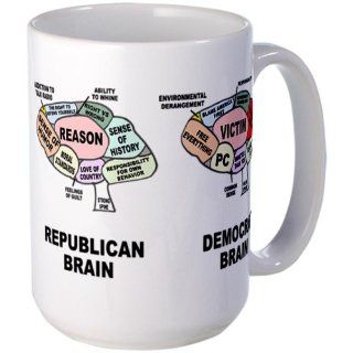  Republican Brain vs Democrat Large Mug Large Mug   Standard Kitchen & Dining