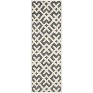 Safavieh Handmade Moroccan Chatham Dark Gray/ Ivory Wool Runner Rug (23 X 9)