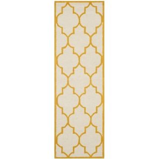 Safavieh Handmade Moroccan Cambridge Ivory/ Gold Wool Rug (26 X 8)