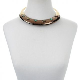 JENI Fashion Jewelry "Warrior" Crystal Collar Hammered 14 1/2" Collar Necklace