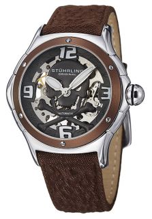 Stuhrling Original 524.332OK54  Watches,Mens Gray Dial Brown Leather, Casual Stuhrling Original Automatic Watches