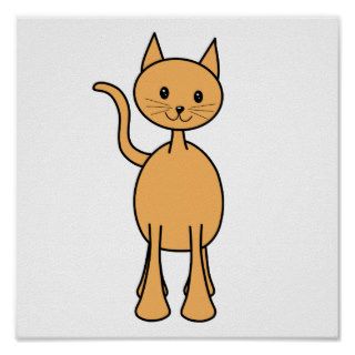Cute Ginger Cat. Orange Cat Cartoon. Poster