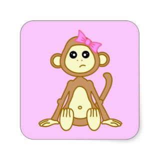 Cute Monkey Girl Cartoon Stickers