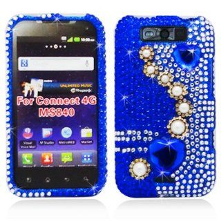 Aimo LGMS840PCLDI537 Dazzling Diamond Bling Case for LG Connect 4G LS840   Retail Packaging   Pearl Blue Cell Phones & Accessories