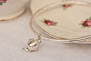 silver teapot charm bangle by cabbage white england