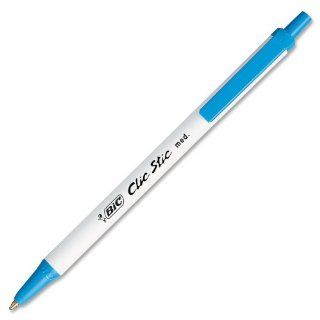 Wholesale CASE of 25   Bic Clic Stic Retractable Ballpoint Pens Clic Stic Pen, Medium Point, Blue Ink/White Barrel 