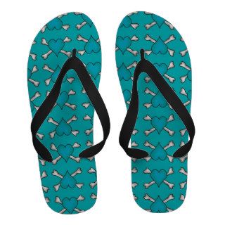 Turquoise Heart and Crossbones Pattern Sandals