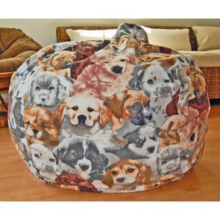 Ahh Products Puppies Fleece Washable Bean Bag Chair Brown Size Large
