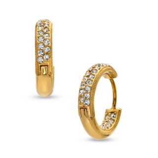 Crystal Huggie Hoop Earrings in Brass with 18K Gold Plate   Zales
