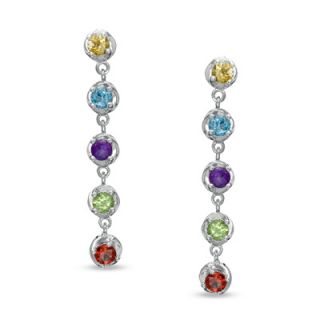 Multi Semi Precious Gemstone Drop Earrings in Sterling Silver   Zales