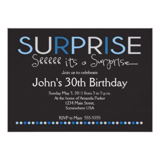 Blue Surprise Birthday Invitation