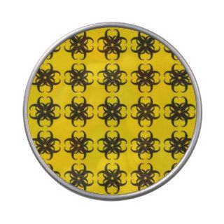 Yellow and Black Tribal Fractal Pattern Jelly Belly Tin