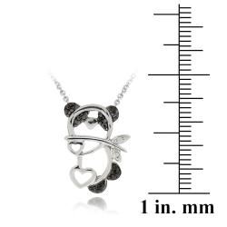 DB Designs Sterling Silver Black Diamond Accent Panda Bear Heart Necklace DB Designs Diamond Necklaces