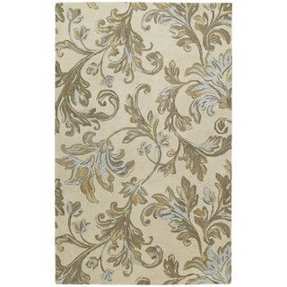 Euphoria Sand Tufted Wool Floral Rug (5 X 79)