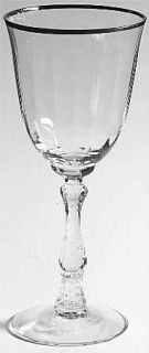 Fostoria Victoria (Platinum Trim) Water Goblet   Stem #6016, Platinumtrim #796