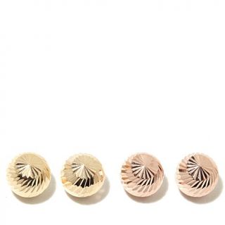 Technibond® Set of 2 Pairs Diamond Cut Stud Earrings
