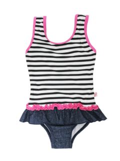 Stripe & Denim Swimsuit by Floatimini