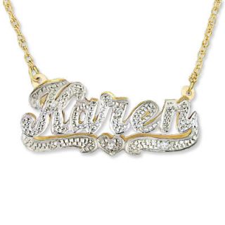Hammered Name Pendant in 10K Two Tone Gold (10 Characters)   Zales