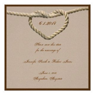 Heart Love Knot Western Wedding Save the Date Custom Invitations