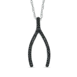CT. T.W. Enhanced Black Diamond Wishbone Pendant in Sterling