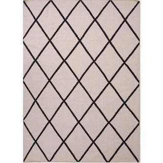 Reversible Handmade Flat weave Geometric pattern Gray/ Black Rug (2 X 3)
