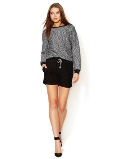 Suede Drawstring Shorts with Folded Cuff by LAgence