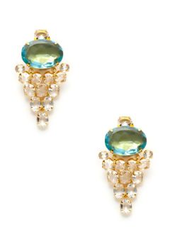 Blue Quartz & Clear Quartz Chandelier Earrings by Bounkit