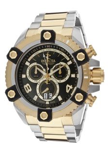Invicta 337  Watches,Mens Arsenal/Reserve Chrono Black Dial Stainless Steel 18K Gold Plated Stainless Steel, Chronograph Invicta Quartz Watches