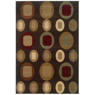 Brown/green Abstract Concentric Dots Accent Rug (22 X 33)