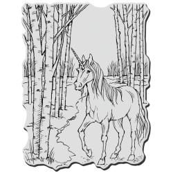Stampendous Christmas Cling Rubber Stamp   Unicorn Forest