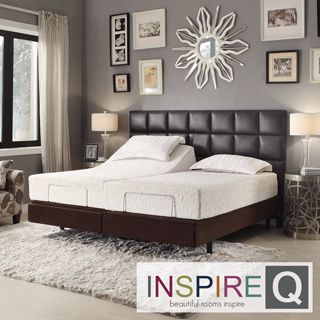 Inspire Q Inspire Q Toddz Comfort Electric Adjustable Split King size Bed Base With Wireless Remote Control Beige Size Split King