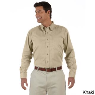 Devon and Jones Mens Titan Long sleeve Twill Button down Shirt Khaki Size XXL