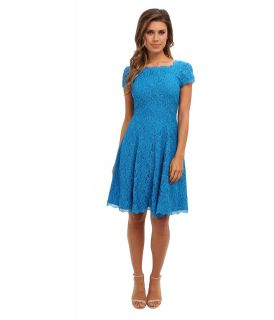 Adrianna Papell Cap Sleeve Flare Dress Womens Dress (Blue)