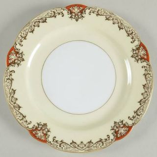 Noritake Marvyn Salad Plate, Fine China Dinnerware   Cream Background,Burgundy,G