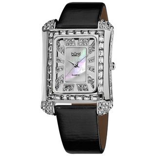 Burgi Women's Rectangular Mother of Pearl Crystal Watch Burgi Women's Burgi Watches