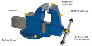 Yost Heavy-Duty Industrial Machinist Bench Vise — Stationary Base, 4 1/2in. Jaw Width, Model# 104.5  Bench Vises