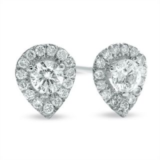 CT. T.W. Pear Shaped Diamond Stud Earrings in 14K White Gold