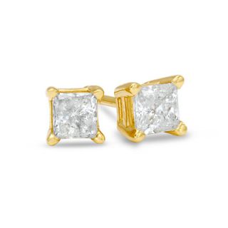 CT. T.W. Princess Cut Diamond Solitaire Stud Earrings in 14K Gold