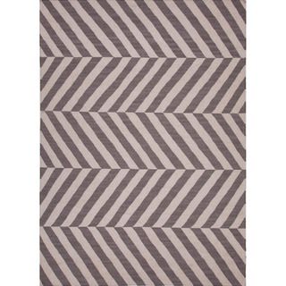Handmade Flat Weave Stripe Pattern Gray/ Black Rug (5 X 8)