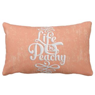 Funny Life Is Peachy Girly Peach And White Desig Throw Pillows