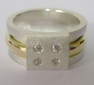 personalised four diamond sentiment ring by lorna hewitt jewellery