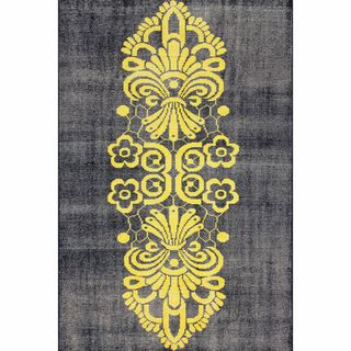 Nuloom Hand knotted Tribal Damask Yellow Wool / Viscose Rug (5 X 8)