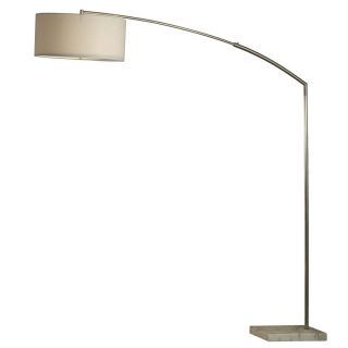 Nova Lighting 83 in Brushed Nickel and White Marble Base Indoor Floor Lamp with Fabric Shade