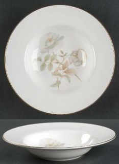 Royal Doulton Yorkshire Rose Rim Soup Bowl, Fine China Dinnerware   White/Gray R