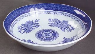 Spode Fitzhugh Blue Coupe Cereal Bowl, Fine China Dinnerware   Blue Band,Flowers