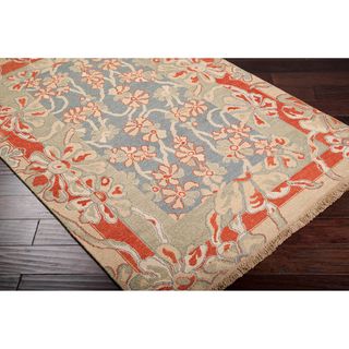 Hand knotted Cade Blue New Zealand Wool Traditional Floral Rug (2 X 3)