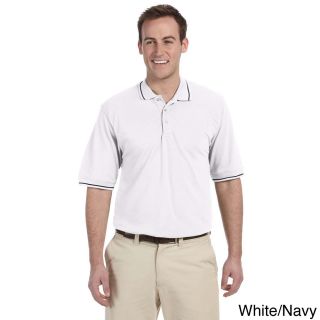 Harriton Mens Pique Contrast Tipped Easy Blend Polo Shirt Multi Size XXL