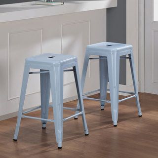 Tabouret 24 inch Blue Counter Stool (Set of 2) Bar Stools