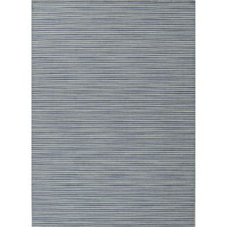 Handmade Flat Weave Stripe Pattern Durable Blue Rug (4 X 6)