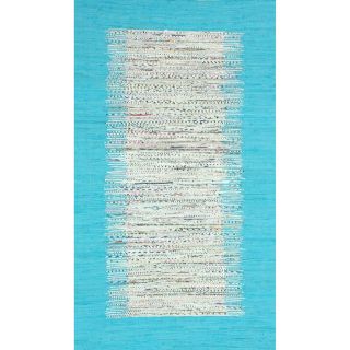 Nuloom Handmade Abstract Border Flatweave Cotton Rug (6 X 9)